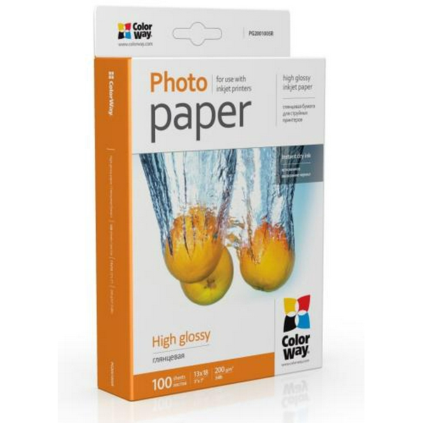 Фотопапір ColorWay, глянсовий, 13х18, 200 г/м², 100 арк (PG2001005R)