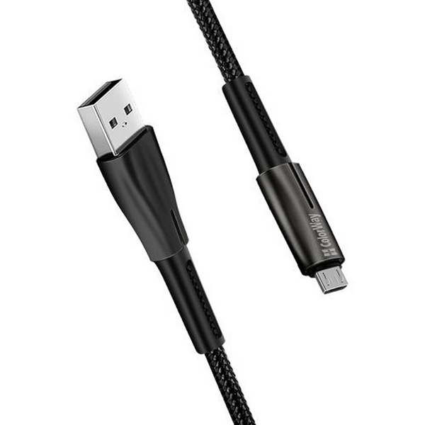 Кабель USB 2.0 AM - microUSB (5P), 1 м, Black, ColorWay, 2.4A (CW-CBUM035-BK)