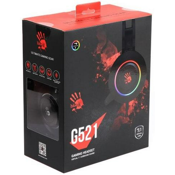 Навушники Bloody G521 Black, підсвічування, USB, накладні, кабель 2 м - 5