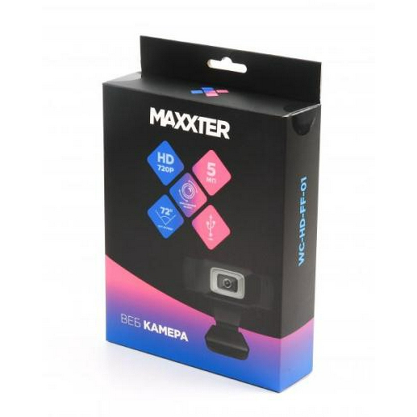 Веб-камера Maxxter WC-HD-FF-01 Black, 5 Mpx, 1280x720, Fixed-Focus, USB 2.0, вбудований мікрофон, (WC-HD-FF-01) - 3