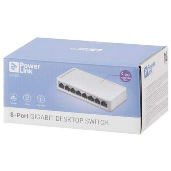 Комутатор 2E PowerLink SG108C, White, некерований, 8x10/100/1000BaseT - 6