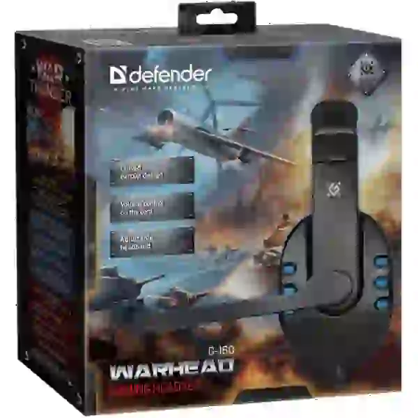 Навушники Defender Warhead G-160, Black/Blue, 2x3.5 мм, динаміки 40 мм, регулятор гучності на кабелі, 32 Ом, 106 дБ, 2.5 м (64118) - 8