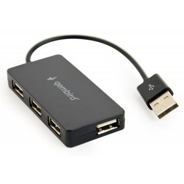 Хаб USB Gembird UHB-U2P4-04, Black, USB 2.0 - 4xUSB 2.0, кабель 15 см
