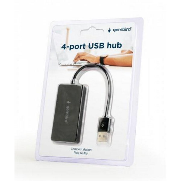 Хаб USB Gembird UHB-U2P4-04, Black, USB 2.0 - 4xUSB 2.0, кабель 15 см - 2