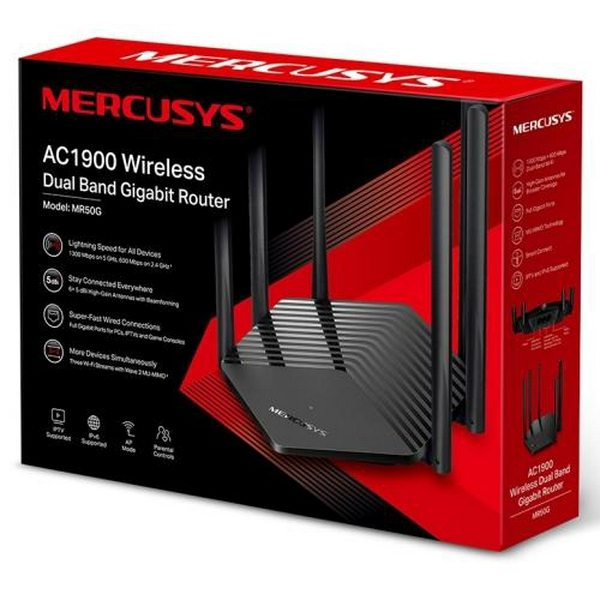 Роутер Mercusys MR50G Wi-Fi 802.11b/g/n/aс, 1900Mb, 2 LAN 10/100/1000Mb, режим точки доступу, швидке налаштування безпеки - 3