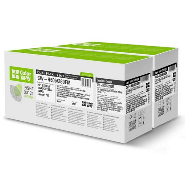 Картридж HP 05A (CE505A), Black, P2035/P2055, 2300 стор, ColorWay, Dual Pack (CW-H505/280FM)
