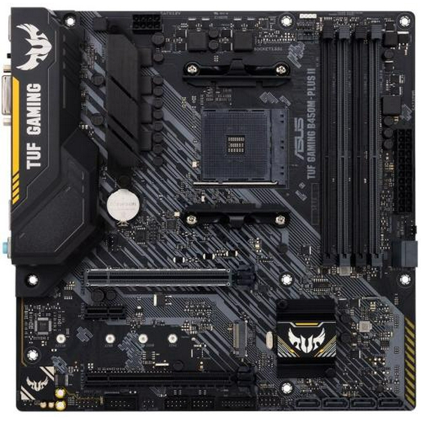 Мат.плата AM4 (B450) Asus TUF GAMING B450M-PLUS II, B450, 4xDDR4, CrossFire, Int.Video(CPU), 6xSATA3, 1xM.2, 1xPCI-E 16x 3.0, 1xPCI-E 16x 2.0, 1xPCI-E 1x 2.0, ALC887, RTL8111H, 6xUSB3.2/6xUSB2.0, DVI-D/HDMI, mATX - 2