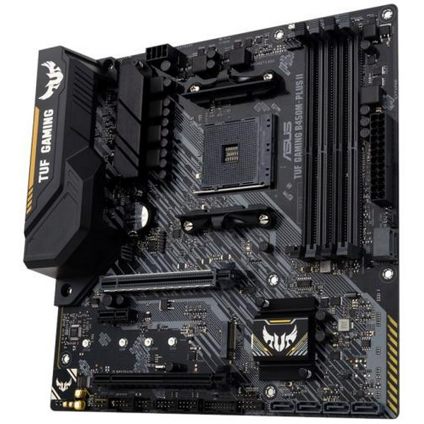 Мат.плата AM4 (B450) Asus TUF GAMING B450M-PLUS II, B450, 4xDDR4, CrossFire, Int.Video(CPU), 6xSATA3, 1xM.2, 1xPCI-E 16x 3.0, 1xPCI-E 16x 2.0, 1xPCI-E 1x 2.0, ALC887, RTL8111H, 6xUSB3.2/6xUSB2.0, DVI-D/HDMI, mATX - 4