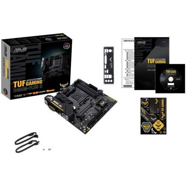 Мат.плата AM4 (B450) Asus TUF GAMING B450M-PLUS II, B450, 4xDDR4, CrossFire, Int.Video(CPU), 6xSATA3, 1xM.2, 1xPCI-E 16x 3.0, 1xPCI-E 16x 2.0, 1xPCI-E 1x 2.0, ALC887, RTL8111H, 6xUSB3.2/6xUSB2.0, DVI-D/HDMI, mATX - 6