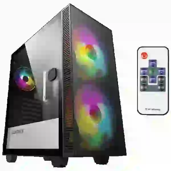 Корпус GameMax Aero Black, без БЖ, Mid Tower, ATX / Micro ATX / Mini ITX, 1хUSB 3.0, 1хUSB 2.0, 1x120 мм ARGB Fan, 2x200 мм ARGB Fan, 360x210x440 мм, 0.5 мм, 5.5 кг - 2