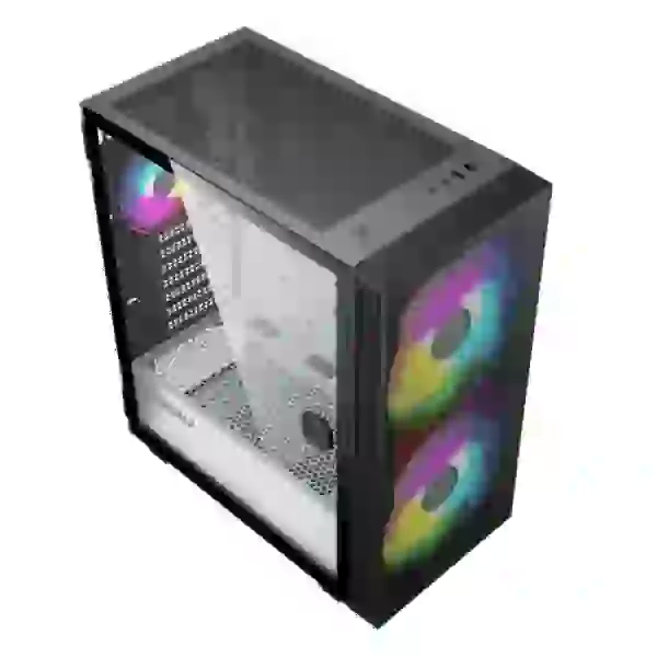Корпус GameMax Aero Black, без БЖ, Mid Tower, ATX / Micro ATX / Mini ITX, 1хUSB 3.0, 1хUSB 2.0, 1x120 мм ARGB Fan, 2x200 мм ARGB Fan, 360x210x440 мм, 0.5 мм, 5.5 кг - 5
