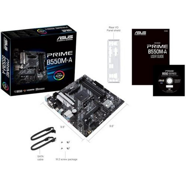 Мат.плата AM4 (B550) Asus PRIME B550M-A, B550, 4xDDR4, Int.Video(CPU), 4xSATA3, 2xM.2, 1xPCI-E 16x 4.0, 2xPCI-E 1x 3.0, ALC887, RTL8111H, 8xUSB3.2/4xUSB2.0, VGA/DVI-D/HDMI, MicroATX - 8