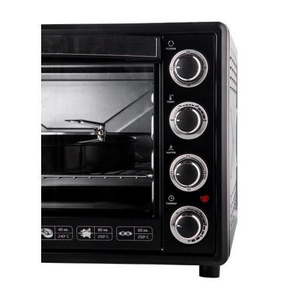 Електродуховка Liberton LEO-650 Black, 2200W, 65 л, металевий корпус, індикатор роботи, таймер, 3 режими нагрівання, конвекція, ТЕРМОРУКАВИЦЯ У ПОДАРУНОК - 2