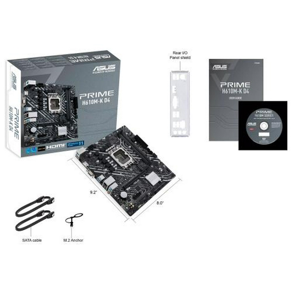 Мат.плата LGA1700, Asus PRIME H610M-K D4, H610, 2xDDR4, Int.Video(CPU), 4xSATA3, 1xM.2, 1xPCI-E 16x 4.0, 1xPCI-E 1x 3.0, ALC997, GLan, 3xUSB3.2/5xUSB2.0, VGA/HDMI, MicroATX - 6