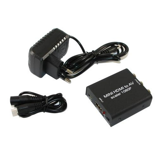 Перехідник HDMI (F) - 3xRCA (F), Atcom, Black, блок живлення (15275)