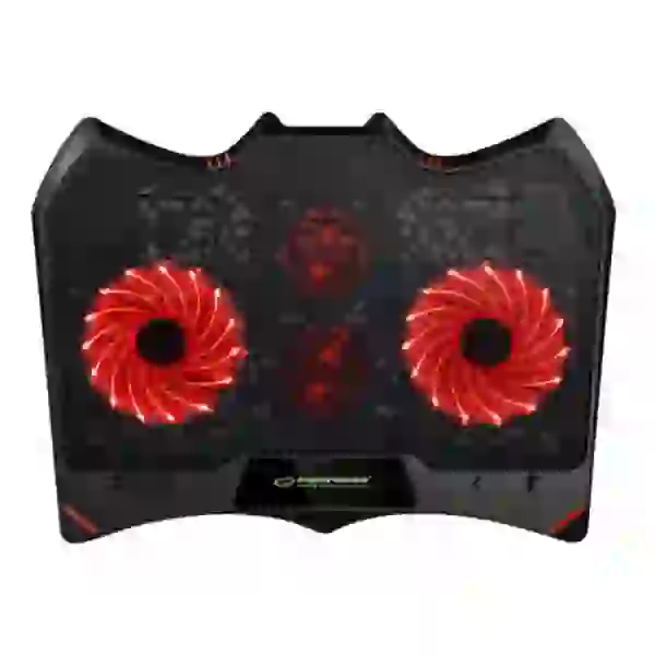 Підставка для ноутбука до 17" Esperanza "Buran", Black, 2x12 см/2x8 см вентилятори (17 dB, 2000/1000 rpm), червоне LED підсвічування, 1xUSB, 415x305x27 мм (EGC102)