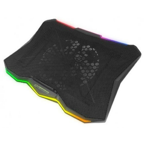 Підставка для ноутбука до 17" Esperanza "Xalok", Black, 1x18 см вентилятор (17-20 dB, 800 rpm), 10 режимів RGB підсвічування, 2xUSB, 400x300x26 мм (EGC110)