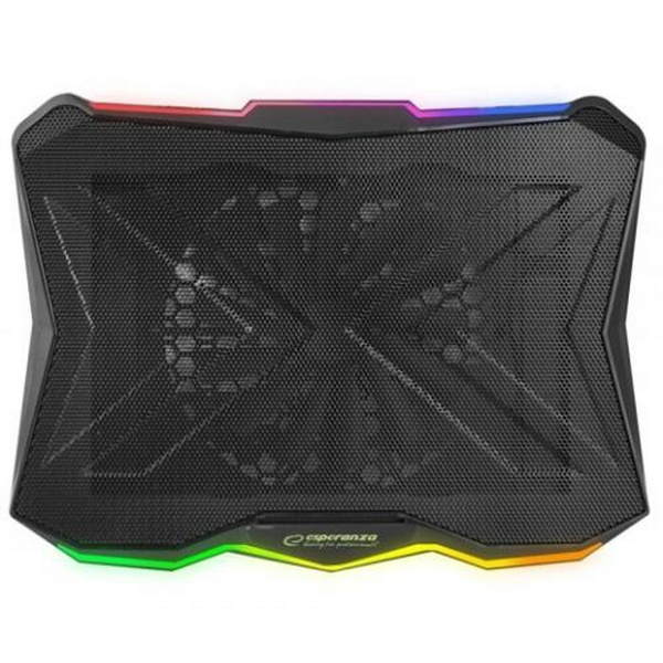Підставка для ноутбука до 17" Esperanza "Xalok", Black, 1x18 см вентилятор (17-20 dB, 800 rpm), 10 режимів RGB підсвічування, 2xUSB, 400x300x26 мм (EGC110) - 2