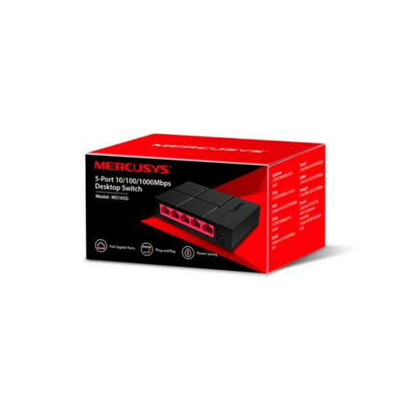 Комутатор Mercusys MS105G, 5x10/100/1000 Mb/s, пластиковий корпус, некерований - 4