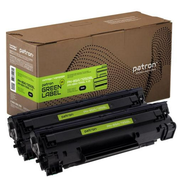 Картридж Canon 725, Black, LBP-6000/6020, MF3010, 1600 стор, Patron Green, Dual Pack (PN-85A/725DGL)