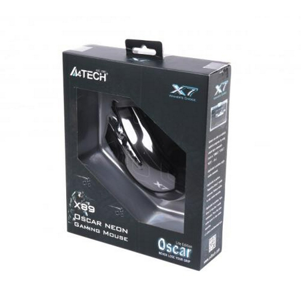 Миша A4Tech X89 Game Oscar Neon mouse Black, Optical, USB, 2400 dpi, Gaming X7, кабель 1,8 м - 4