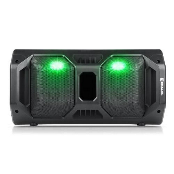 Колонка портативна 2.0 REAL-EL X-757 Black, 2 x 25 Вт, пластиковий корпус, Bluetooth, MicroSD / USB, FM-приймач, живлення від акумулятора, 8000мА * год, керування збоку - 3