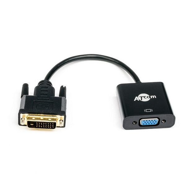 Перехідник DVI-D (M) - VGA (F), Atcom, Black, 10 см (9214) - 2