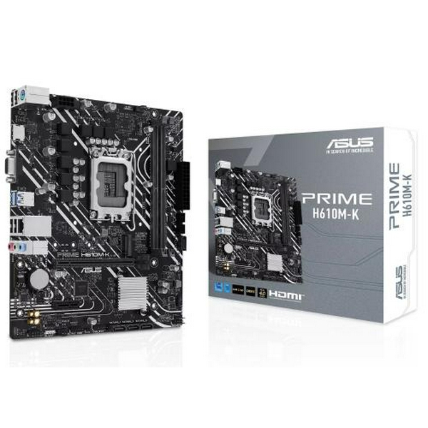 Мат.плата LGA1700, Asus PRIME H610M-K, H610, 2xDDR5, Int.Video(CPU), 4xSATA3, 1xM.2, 1xPCI-E 4.0 x16, 1xPCI-E 3.0 x1, ALC997, GLan, 4xUSB3.2/6xUSB2.0, VGA/HDMI, MicroATX