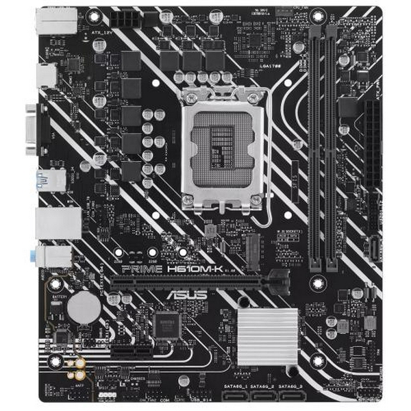 Мат.плата LGA1700, Asus PRIME H610M-K, H610, 2xDDR5, Int.Video(CPU), 4xSATA3, 1xM.2, 1xPCI-E 4.0 x16, 1xPCI-E 3.0 x1, ALC997, GLan, 4xUSB3.2/6xUSB2.0, VGA/HDMI, MicroATX - 2