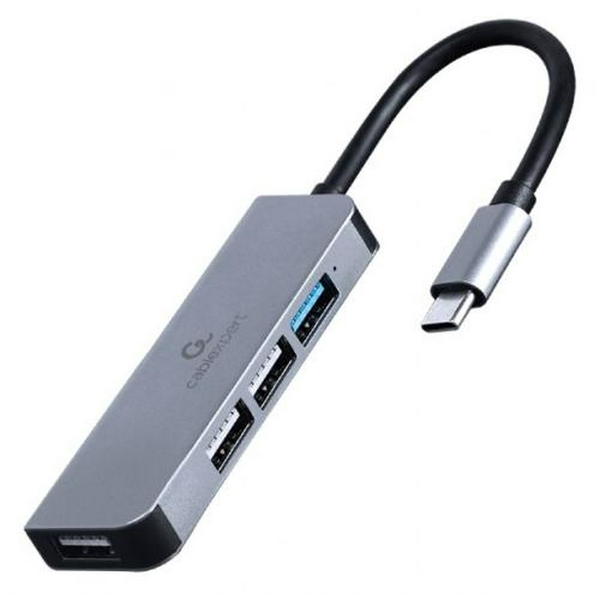 Хаб USB Cablexpert UHB-CM-U3P1U2P3-01, Grey, Type-C 3.1 - 1xUSB 3.1 / 3xUSB 2.0, кабель 12 см, алюмінієвий корпус