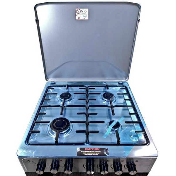 Плита комбінована Castle CPG-60X, Steel, варильна поверхня з духовкою, поворотні перемикачі, 4 газові конфорки, електрична духовка, емальована решітка, верхній та нижній тін, конвекція, газконтроль, автопідпал, металева кришка, 86.5x60x60 см - 3