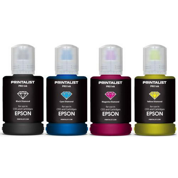 Комплект чорнил Printalist Epson, універсальні, Black / Cyan / Magenta / Yellow, 4x140 мл, водорозчинне (PL-INK-EPSON-SET4)