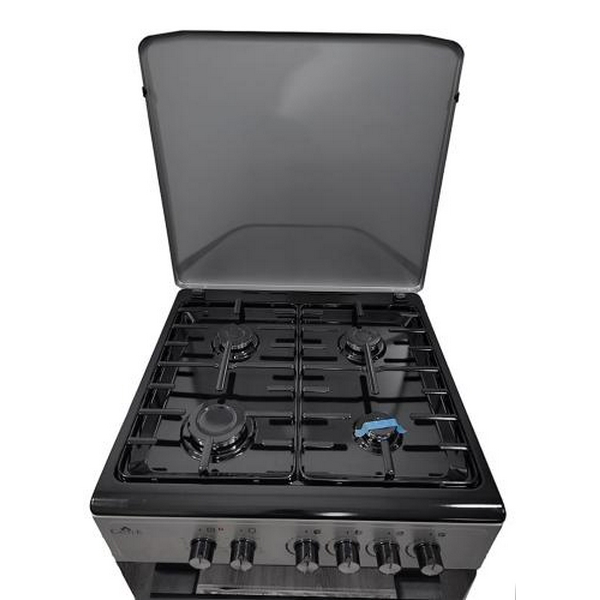 Плита комбінована Castle CPG-60B, Black/Grey, поворотні перемикачі, 4 газові конфорки, автопідпал інтегрований, решітка металева емальована, електрична духовка з подвійним склом, конвекція, підсвітка, два тени, металева кришка, 60x60x86.5см - 3