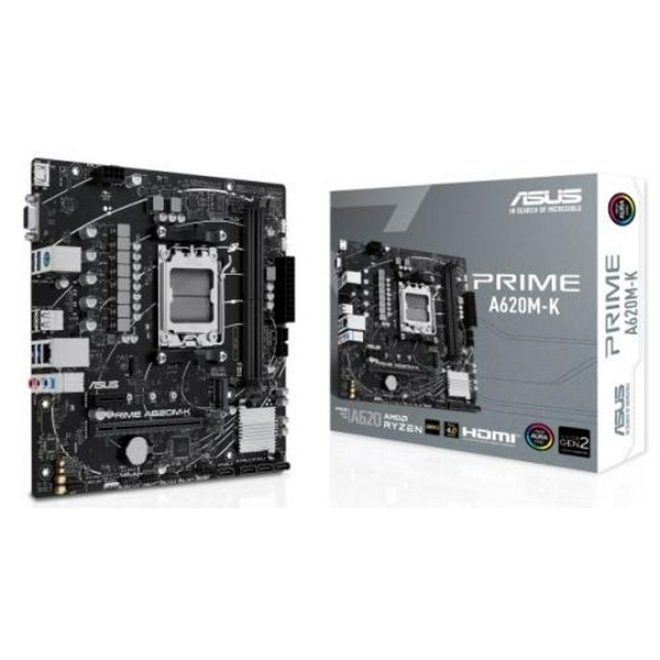 Материнська плата AM5 Asus PRIME A620M-K, A620, 2xDDR5, Int.Video (CPU), 4xSATA3, 1xM.2, 1xPCI-E 4.0 x16, 1xPCI-E 3.0 x1, Realtek 5.1, Realtek 1Gb, 4xUSB3.2/6xUSB2.0, VGA/HDMI, MicroATX