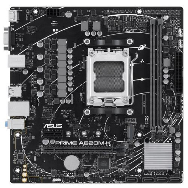 Материнська плата AM5 Asus PRIME A620M-K, A620, 2xDDR5, Int.Video (CPU), 4xSATA3, 1xM.2, 1xPCI-E 4.0 x16, 1xPCI-E 3.0 x1, Realtek 5.1, Realtek 1Gb, 4xUSB3.2/6xUSB2.0, VGA/HDMI, MicroATX - 2