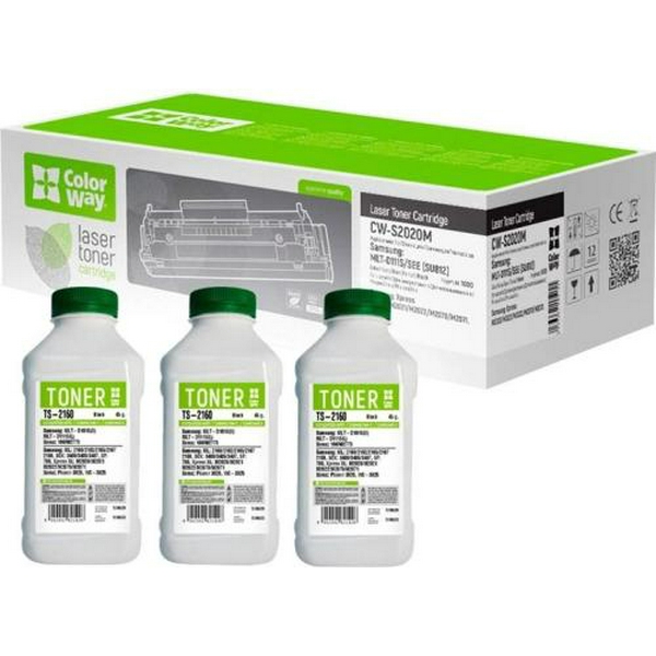 Картридж Samsung MLT-D111S, Black, SL-M2020/M2070, 1000 стор, ColorWay + 3 пляшки тонера TS-2160 (CW-S2020M/TS-2160)