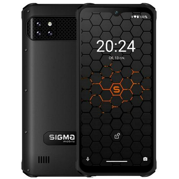 Смартфон Sigma mobile X-treme PQ56 Black, 2 Nano-Sim, 6.53" (1600x720) IPS, MediaTek Helio P22, RAM 6Gb, ROM 128Gb, microSD, GPS, Wi-Fi, LTE, 4 Cam (16Mp + 0.3Mp + 0.08Mp + 5Mp), Li-Ion 10000mAh, Android 13