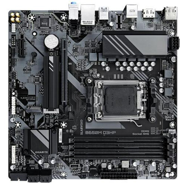 Материнська плата AM5 Gigabyte B650M D3HP, B650, 4xDDR5, Int.Video (CPU), 4xSATA3, 2xM.2, 1xPCI-E 4.0 16x, 1xPCI-E 3.0 1x, Realtek 7.1, Realtek 2.5Gb, 7xUSB3.2/6xUSB2.0, HDMI/2xDP, MicroATX - 4