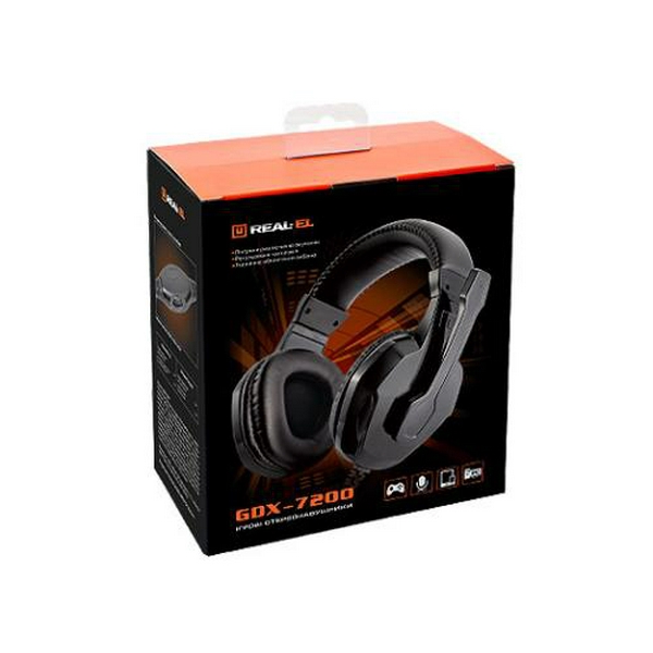 Навушники REAL-EL GDX-7200, Black, Mini jack 3.5 мм, накладні, мікрофон, кабель 2.2 м - 4