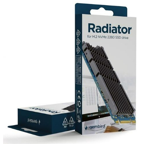 Радіатор для M.2 Gembird EE2280-R-01, Black, для формату 2280, роз'єм M.2 (NGFF), алюміній - 3