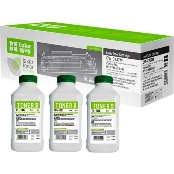 Картридж Canon 737, Black, MF211/212/216/217/226/229, 2400 стор, ColorWay + 3 пляшки тонера TH-1005 (CW-C737M/TH-1005)