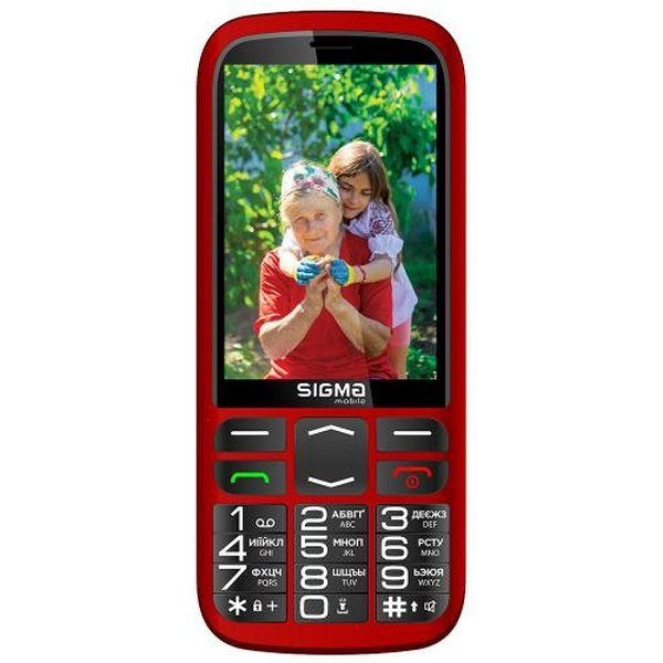 Мобільний телефон Sigma mobile Comfort 50 Optima Type-C Red "бабусефон", 2 Mini-SIM, дисплей 3.5" кольоровий (320x480), моноблок, Mediatek MT6260A, підтримка microSD (max 32GB), FM-радіо, ліхтарик, BT, Cam 0.3Mp, 2500 mAh - 2