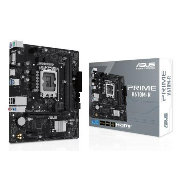 Мат.плата LGA1700, Asus PRIME H610M-R-SI, H610, 2xDDR5, Int.Video(CPU), 4xSATA3, 1xM.2, 1xPCI-E 4.0 x16, 1xPCI-E 3.0 x1, ALC897, RTL8111H, 3xUSB3.2/4xUSB2.0, VGA/HDMI/DP, MicroATX