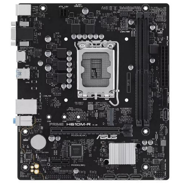 Мат.плата LGA1700, Asus PRIME H610M-R-SI, H610, 2xDDR5, Int.Video(CPU), 4xSATA3, 1xM.2, 1xPCI-E 4.0 x16, 1xPCI-E 3.0 x1, ALC897, RTL8111H, 3xUSB3.2/4xUSB2.0, VGA/HDMI/DP, MicroATX - 2