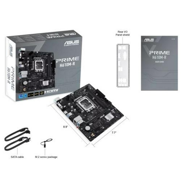 Мат.плата LGA1700, Asus PRIME H610M-R-SI, H610, 2xDDR5, Int.Video(CPU), 4xSATA3, 1xM.2, 1xPCI-E 4.0 x16, 1xPCI-E 3.0 x1, ALC897, RTL8111H, 3xUSB3.2/4xUSB2.0, VGA/HDMI/DP, MicroATX - 7