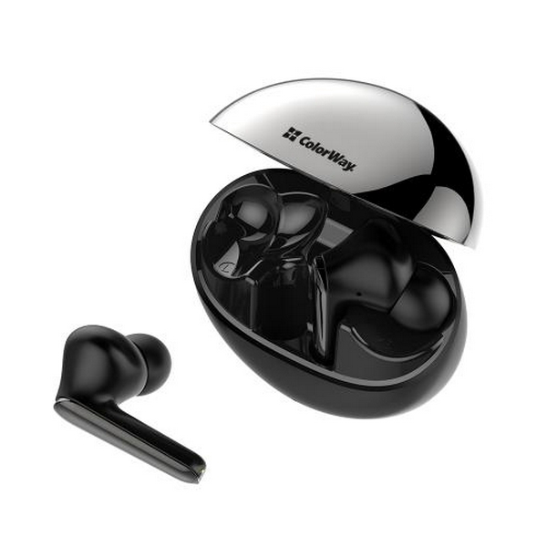 Навушники бездротові ColorWay Earbuds TWS 3, Black, Bluetooth 5.3, мікрофон, динаміки 10 мм, сенсорне керування, об'ємне звучання, кейс для зарядки, 35 mAh / 350 mAh, Type-C (CW-TWS3BK)