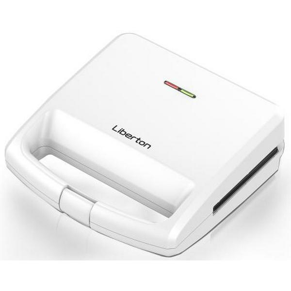 Мультимейкер Liberton LSM-5104, White, 800W, 4в1 гриль, трикутні сендвічі 4шт, бельгійські вафлі 2шт, горішки 12шт, антипригарне покриття, індикатор живлення та готовності, автоматичний контроль температури