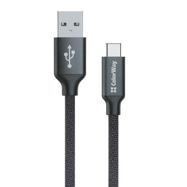 Кабель USB AM - Type-C, 1 м, Black, ColorWay, 2.1A (CW-CBUC003-BK)