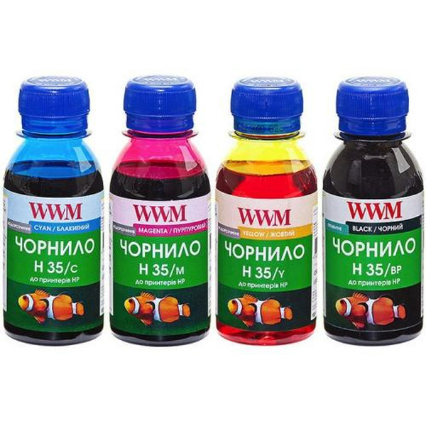 Комплект чорнил WWM HP H35/BP, H35/C, H35/M, H35/Y, 100 мл (H35SET-2)