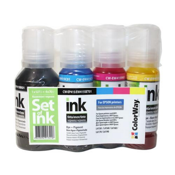 Комплект чорнила ColorWay Epson L4150/L4160/L6160/L6170, 1x127 мл + 3x70 мл (CW-EP415/EW415SET01)